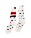 THOM BROWNE HECTOR MID CALF SOCKS トムブラウン 靴下・レッグウェア 靴下 ホワイト【送料無料】
