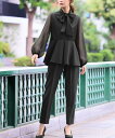 Flolia ボウタイブラウス・パンツ セットアップ 結婚式 パンツドレス パーティードレス ガール ワンピース・ドレス ドレス ブラック【送料無料】