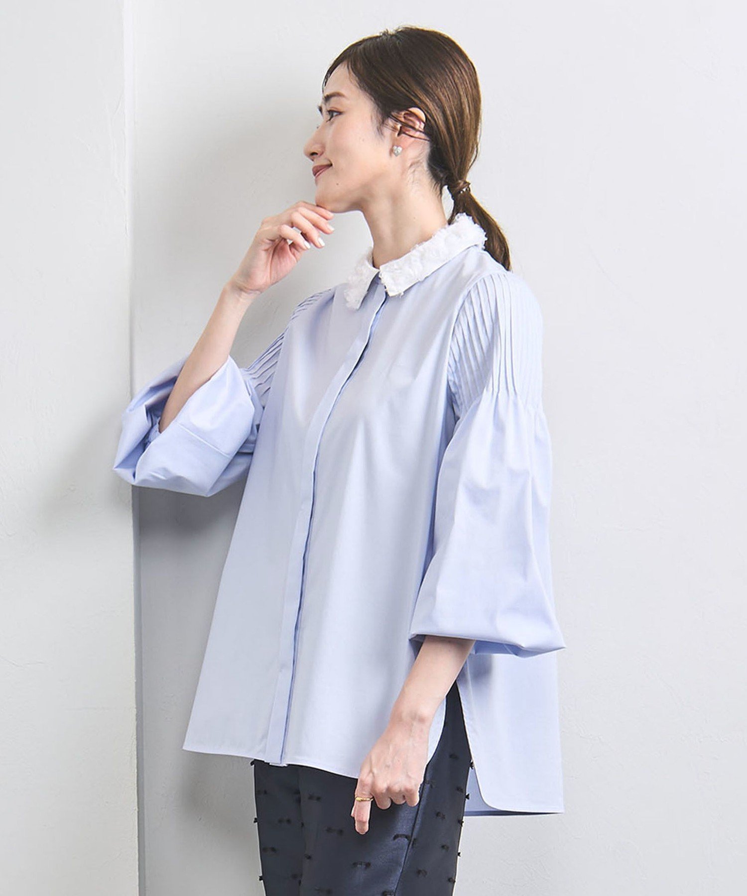 【SALE／50%OFF】UNITED ARROWS チュールカラー 2WAY ブラウス ユナイテッドアローズ アウトレット トップス シャツ・ブラウス ピンク ホワイト ブルー【送料無料】のサムネイル