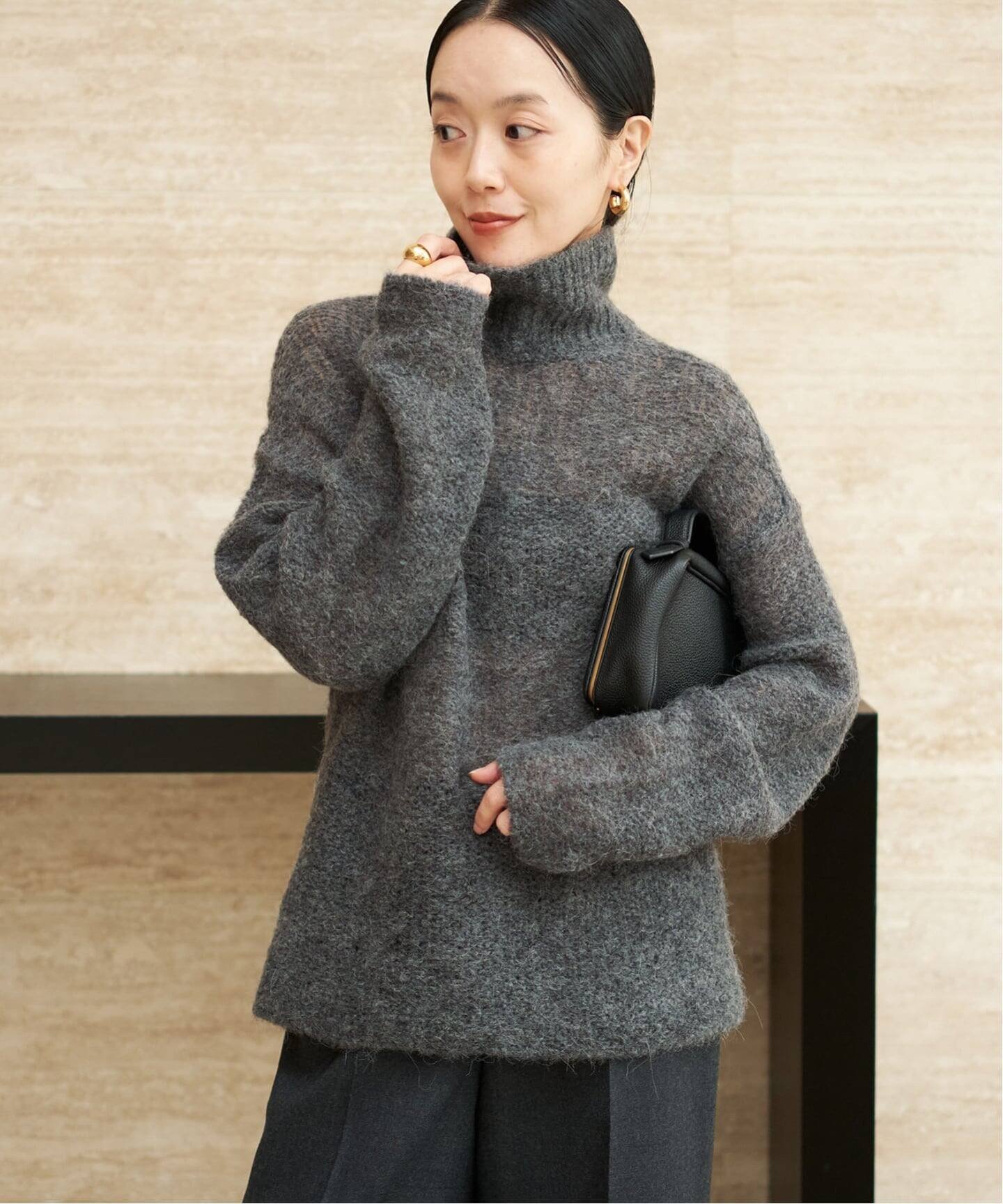 plage 《追加予約》ALPACA MIX BUTTON ニット 2 プラージュ トップス ニット グレー ホワイト ベージュ【送料無料】のサムネイル