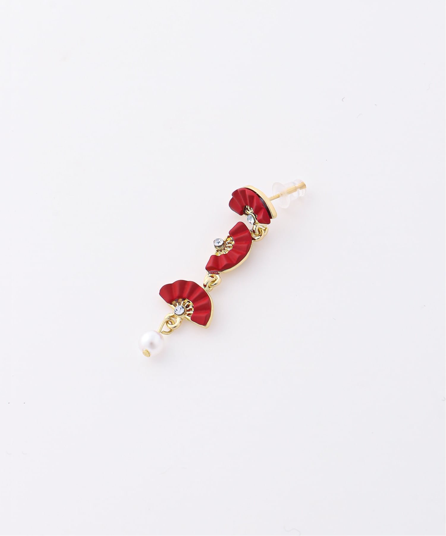 【SALE／20%OFF】Coo+i Coo+i/(W)中華風 扇子デザインピアス レッド スレンダー アクセサリー・腕時計 ピアス レッド