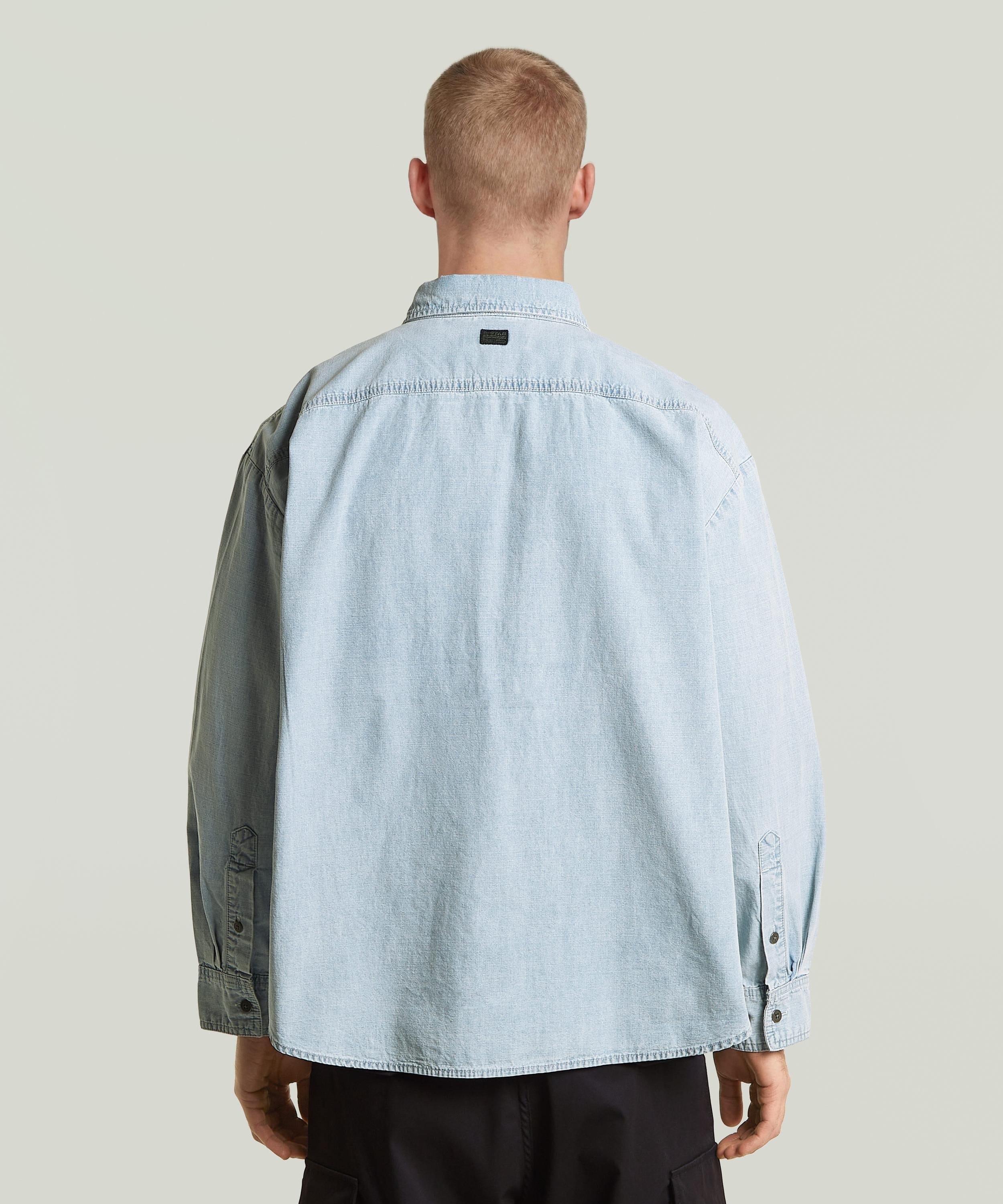 【公式ショップ】Hybrid Zip Oversized Shirt/ハイブリッドジップアップオーバーサイズデニムシャツ ジースターロゥ トップス シャツ・ブラウス ブルー