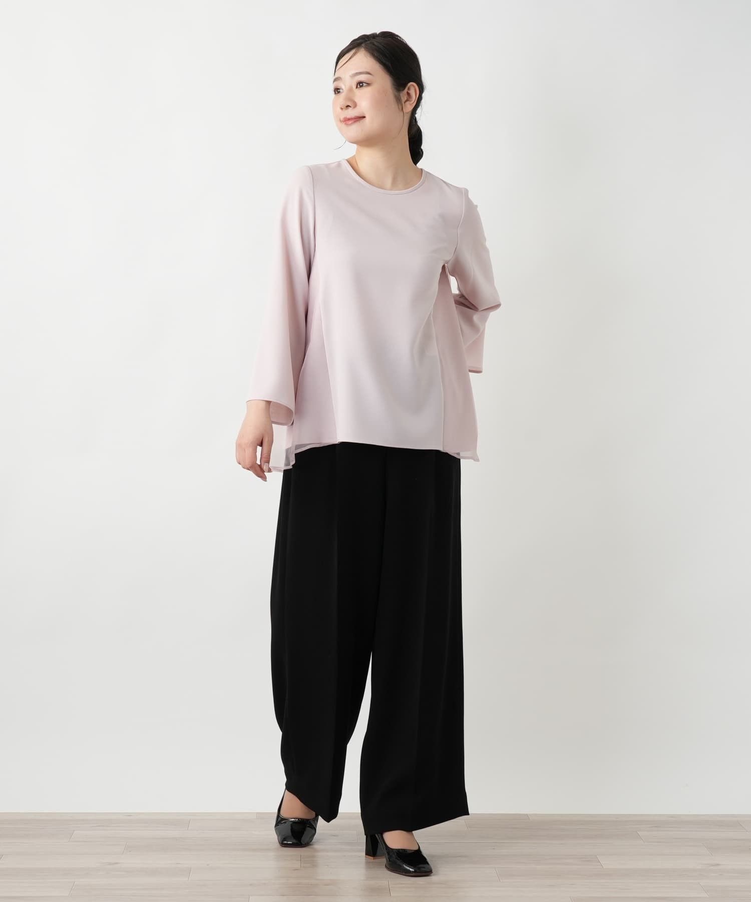 Leilian 【店舗人気】チュール切替ブラウス レリアン トップス シャツ・ブラウス ピンク ネイビー