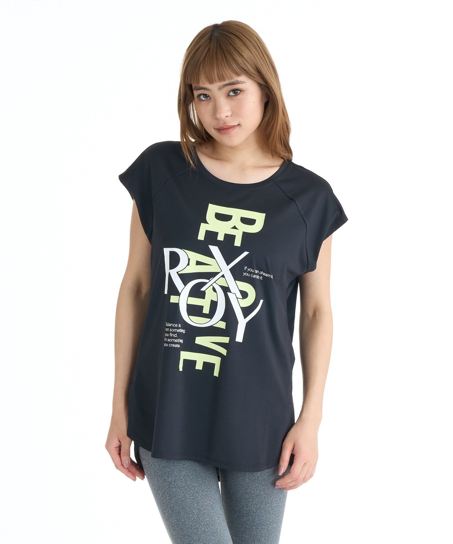 ROXY FITNESS OWN YOUR PACE Tシャツ 【2026年春夏モデル】 ロキシー トップス カットソー・Tシャツ ホワイト ピンク ブラック
