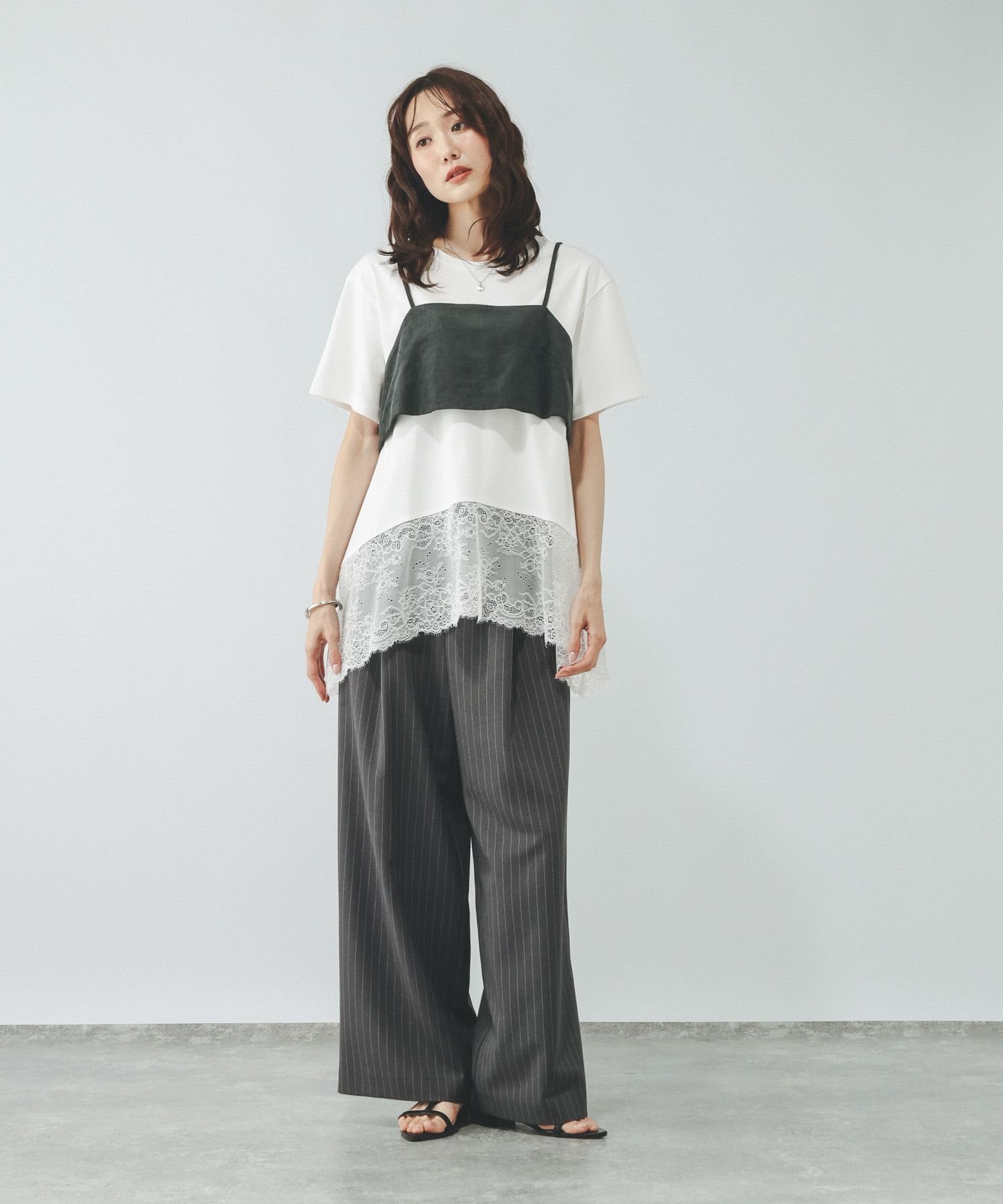 GLOBAL WORK リッチクリーン透けにくいカーブレースT/1054504 グローバルワーク トップス カットソー・Tシャツ ホワイト stylife-15796831 Rakuten Fashion サンプル画像2