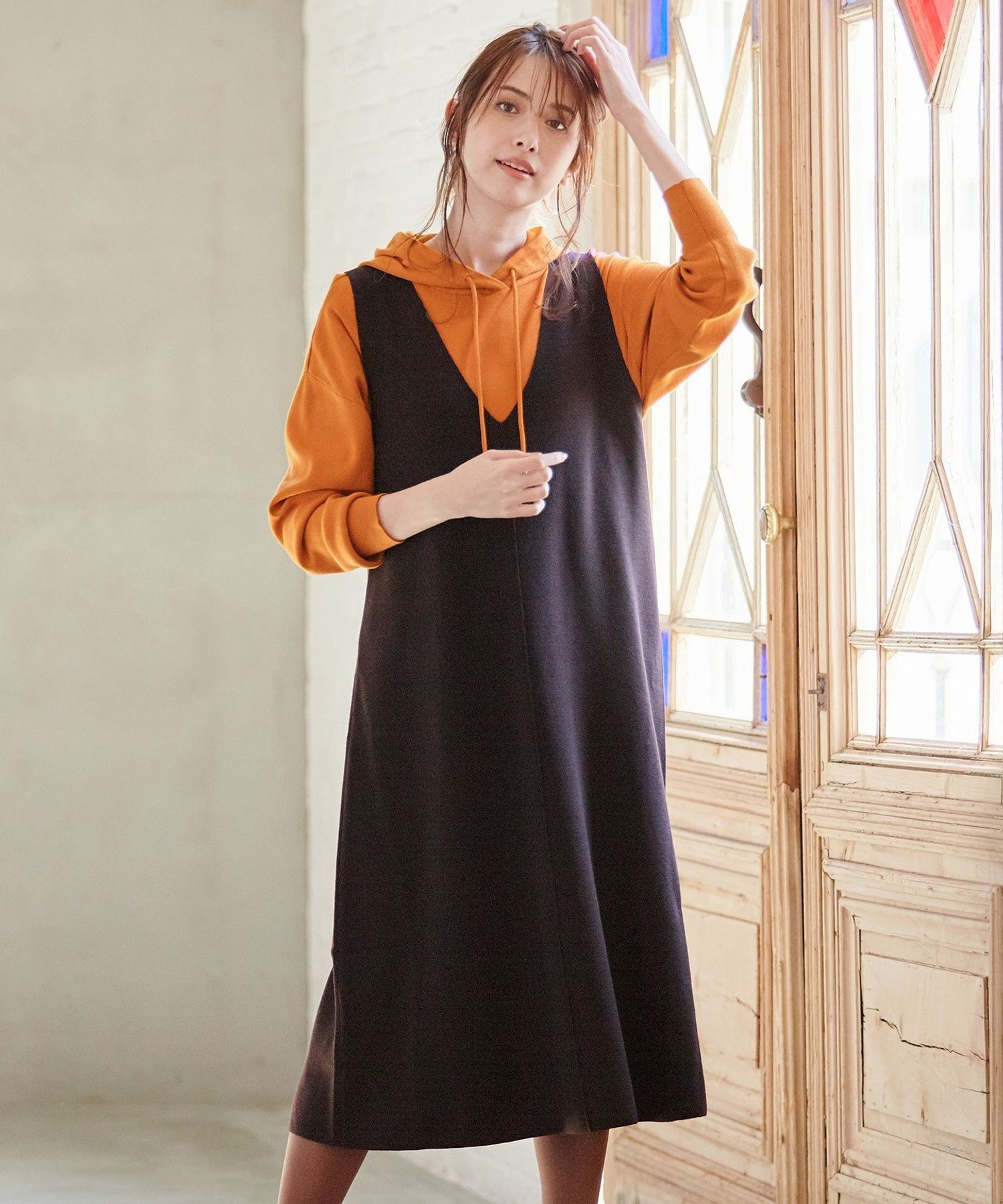 【SALE／50%OFF】組曲 【完売の大人気カラーが再入荷!/KMKK】ミラノリブニット ワンピース クミキョク ワンピース・ドレス ワンピース ブラウン ネイビー【送料無料】のサムネイル