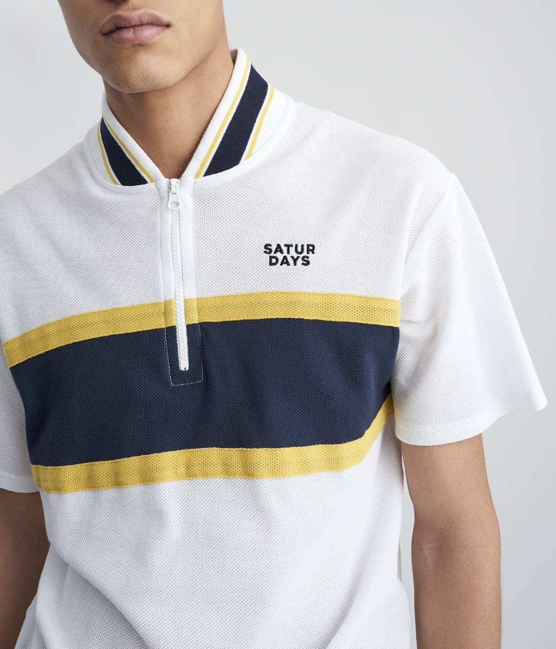【SALE／70%OFF】Saturdays NYC Andre S/S Shirt サタデーズ　ニューヨークシティ トップス カットソー・Tシャツ ブルー ホワイト【送料無料】