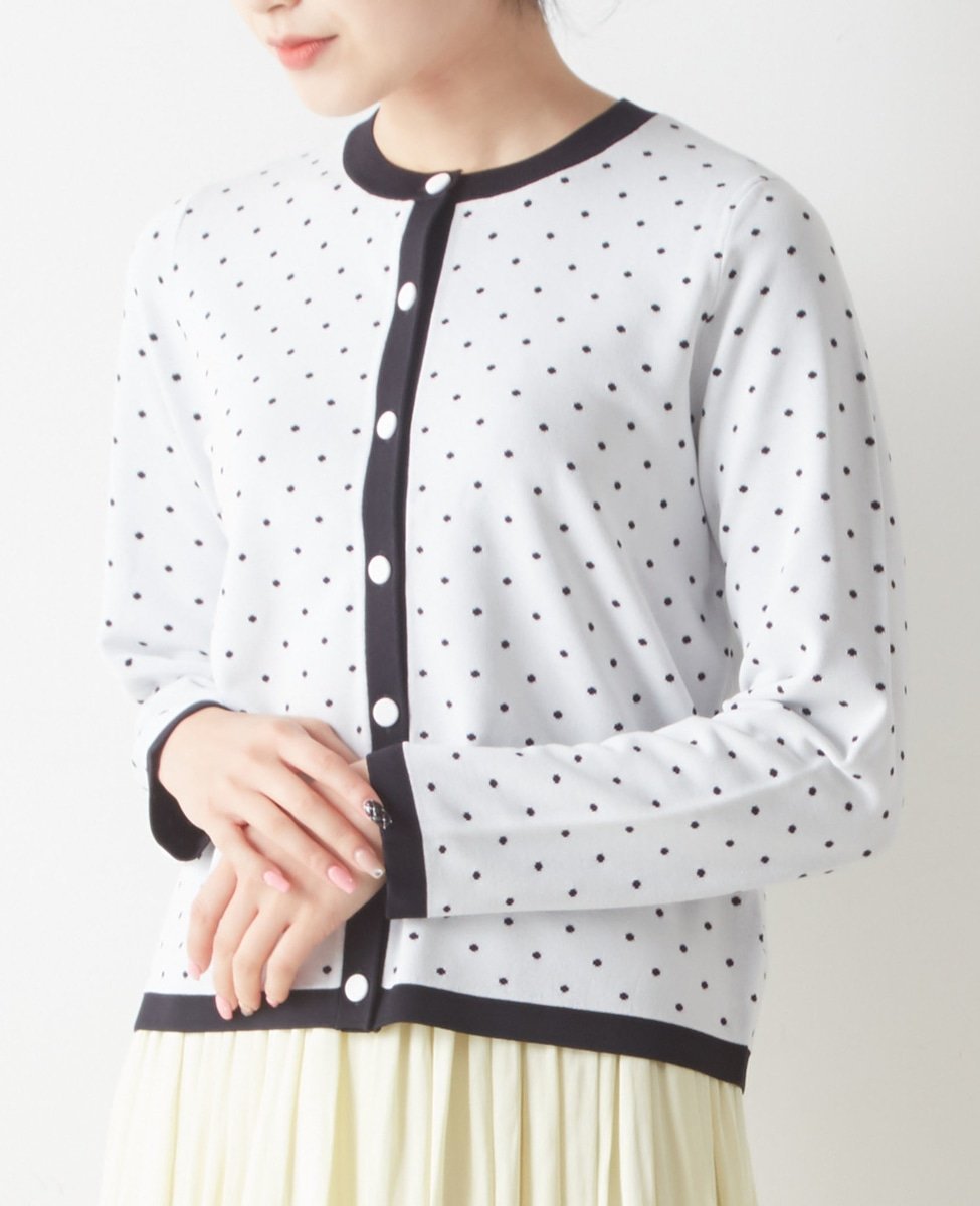 【SALE／60%OFF】TIARA ドットジャカードカーディガン ティアラ トップス カーディガン ホワイト ブラック【送料無料】のサムネイル
