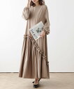 【SALE/42%OFF】La-gemme アシンメトリーフリルワンピース ラジュール ワンピース・ドレス ワンピース ブラック ブルー ベージュ【送料無料】