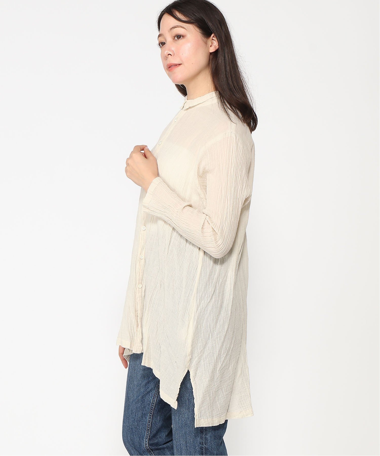 pas de calais pas de calais コットンリネンガーゼ ブラウス パドカレ トップス シャツ・ブラウス カーキグリーン ベージュ