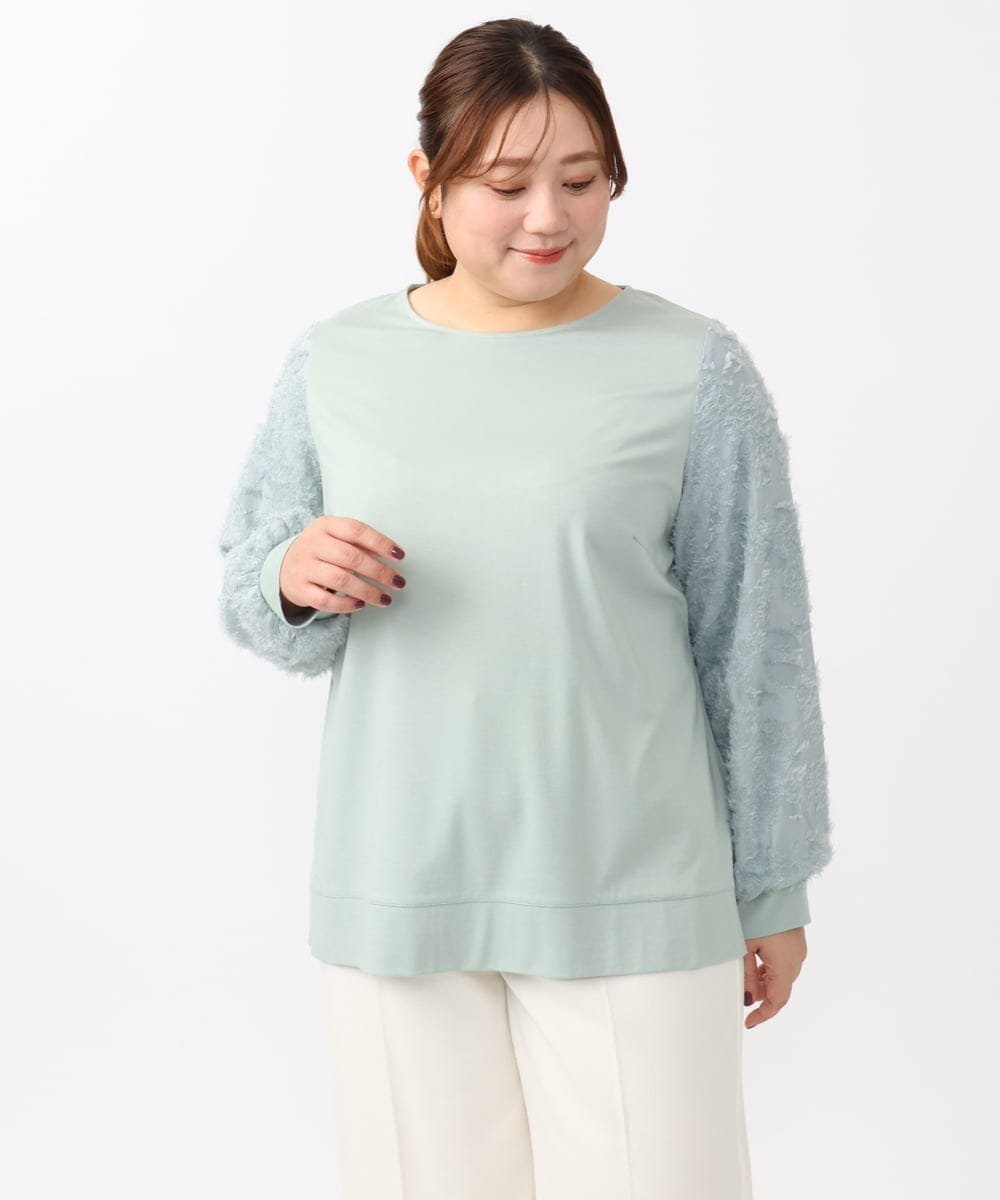 【大きいサイズ】コンビデザイントップス エウルキューブ トップス カットソー・Tシャツ グリーン ネイビー