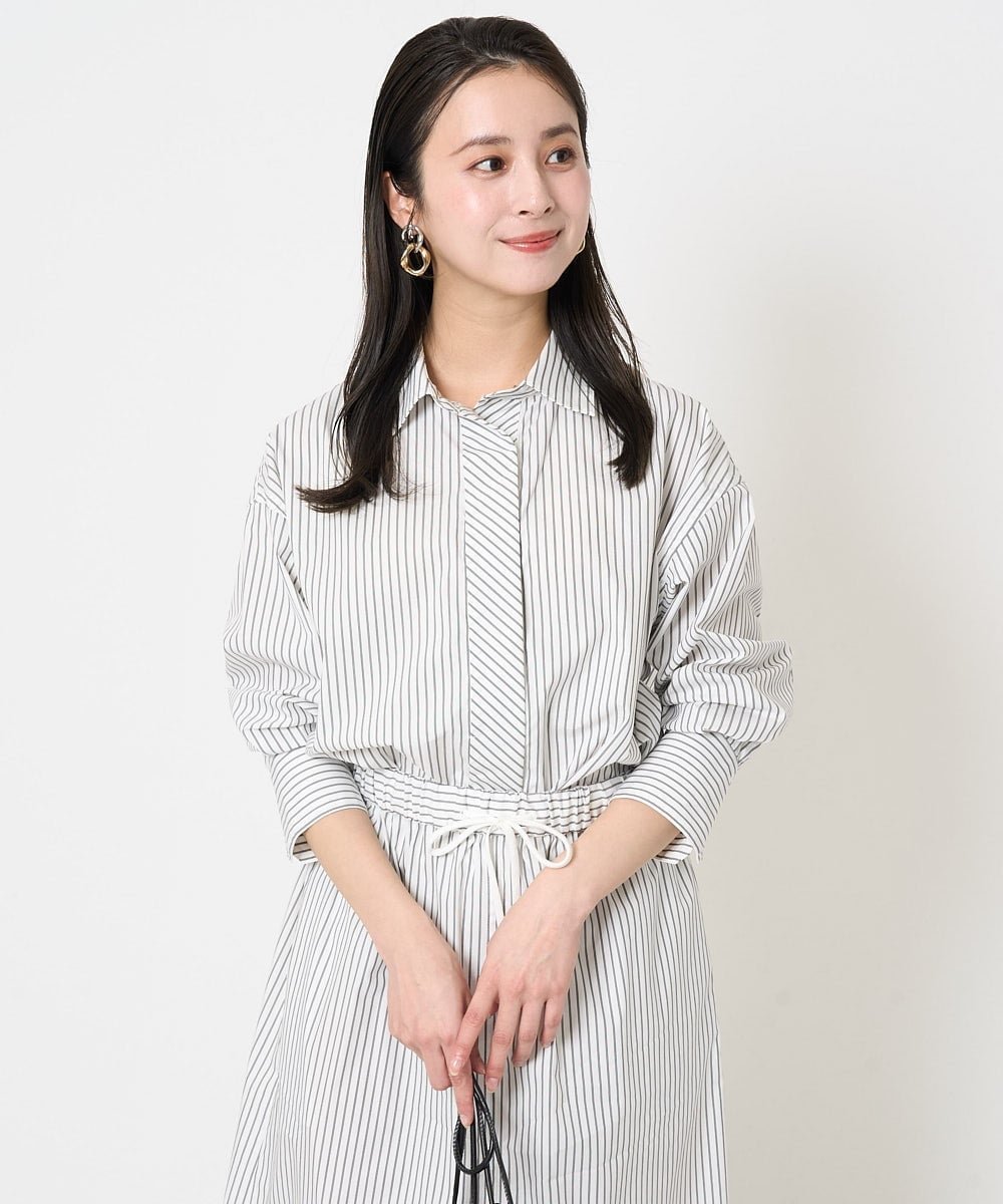 MICHEL KLEIN（小さいサイズ） [小さいサイズ]ビックシルエットストライプシャツ(セットアップ対応) メゾンドゥサンク トップス シャツ・ブラウス ホワイト