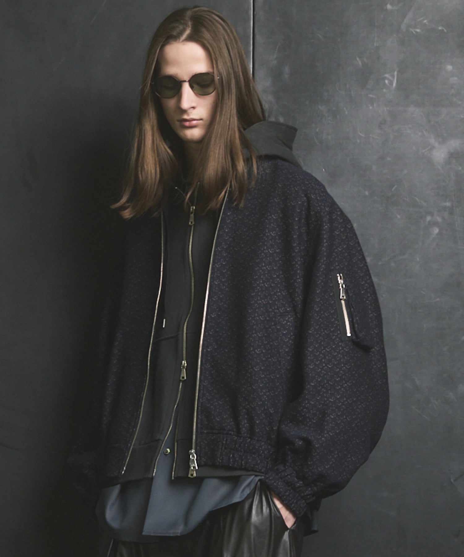 MAISON SPECIAL 【Italian Dead Stock Fabric】Prime-Over MA-1 Bomber Jacket メゾンスペシャル ジャケット・アウター MA-1 ネイビー ブラウン ブラック【送料無料】のサムネイル