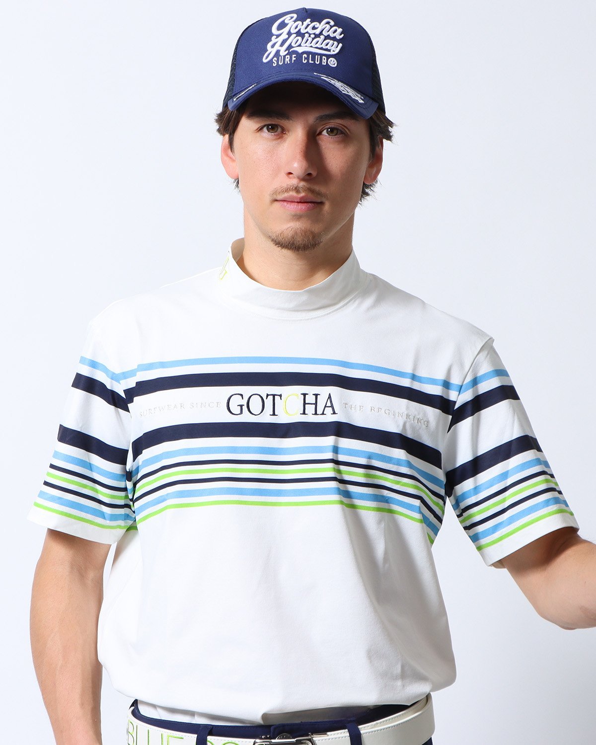 GOTCHA 【GOTCHA GOLF ガッチャゴルフ】 ドライ ボーダー モックネック T ガッチャ トップス カットソー・Tシャツ ホワイト ブラック【送料無料】
