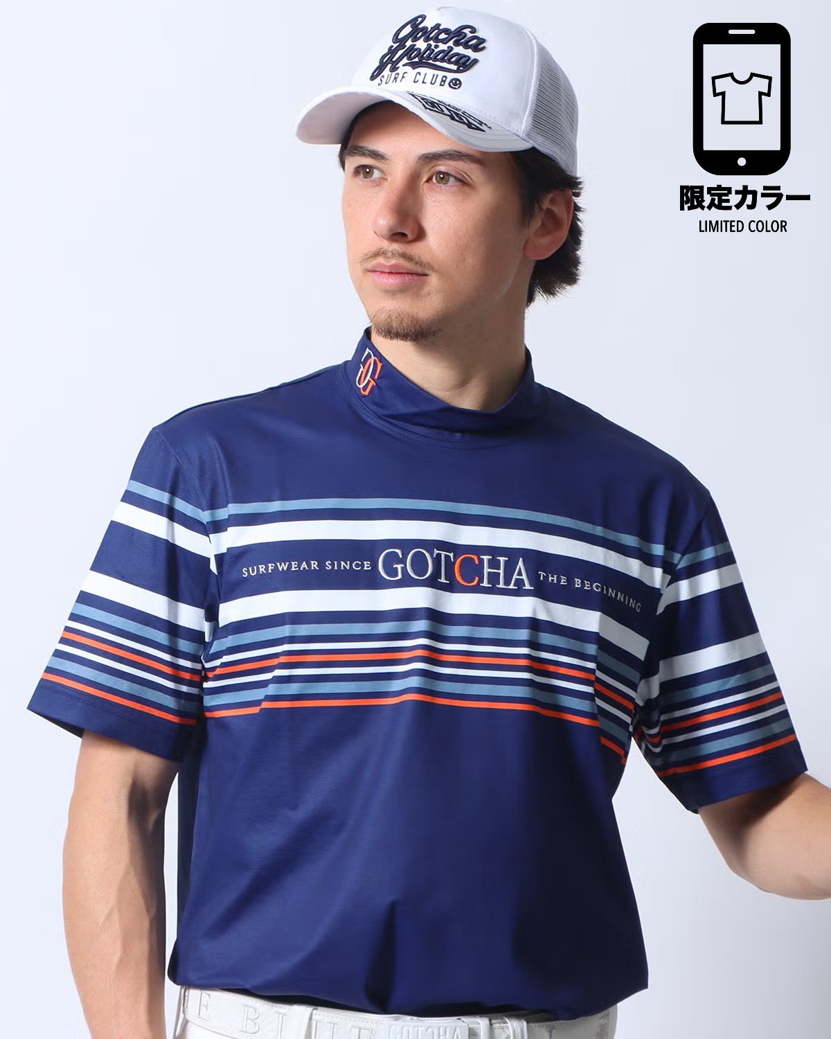 GOTCHA GOTCHA GOLF (ガッチャゴルフ) ドライ ボーダー モックネック T ガッチャ トップス カットソー・Tシャツ ホワイト ブラック【送料無料】