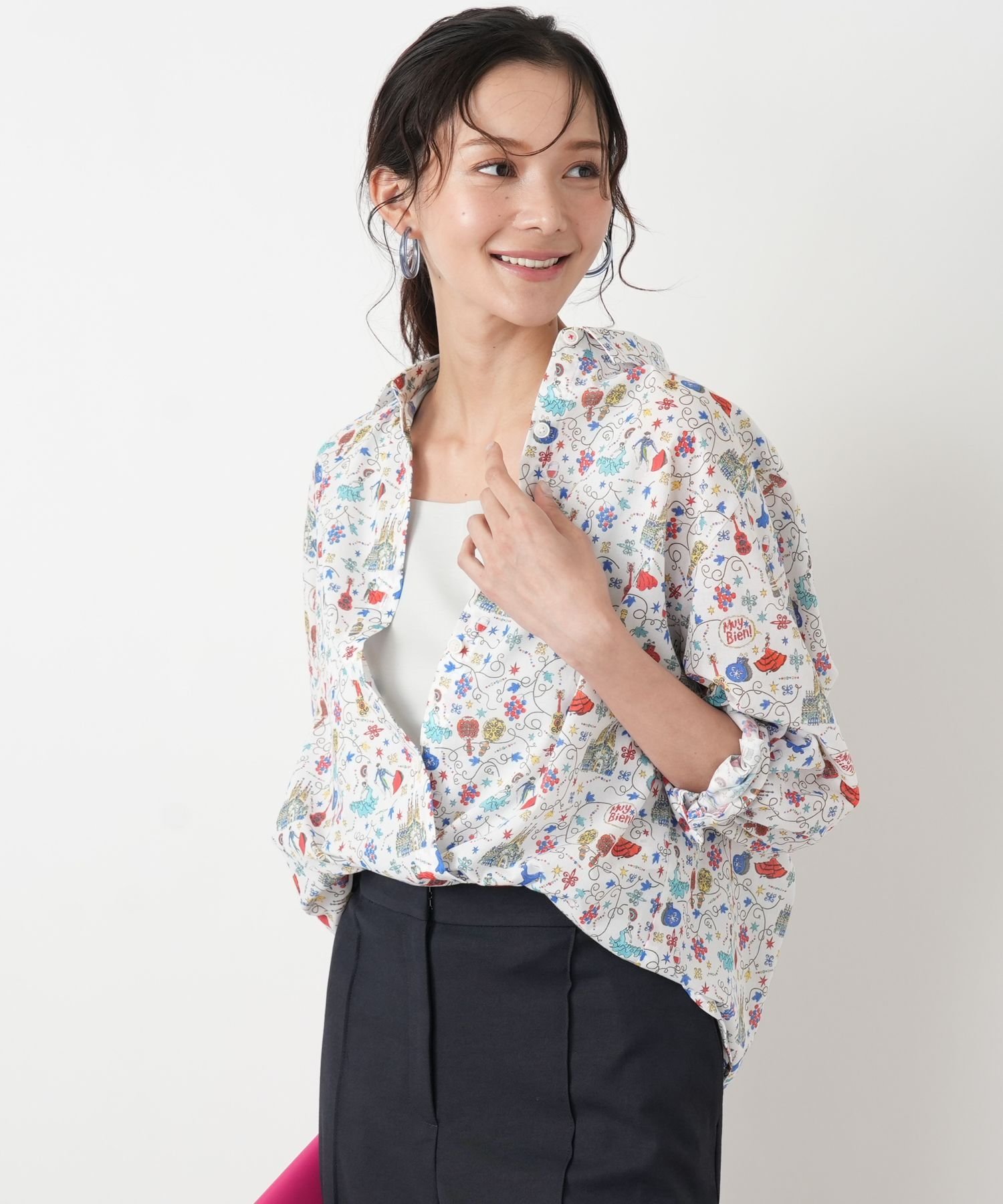 Leilian PLUS HOUSE 【店頭人気】シャツブラウス レリアン プラスハウス トップス シャツ・ブラウス レッド ピンク