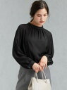 UNITED ARROWS green label relaxing D P ビエラ スタンド ギャザー ブラウス ユナイテッドアローズ グリーンレーベルリラクシング シャツ/ブラウス 長袖シャツ ブラック ホワイト ピンク カーキ【送料無料】