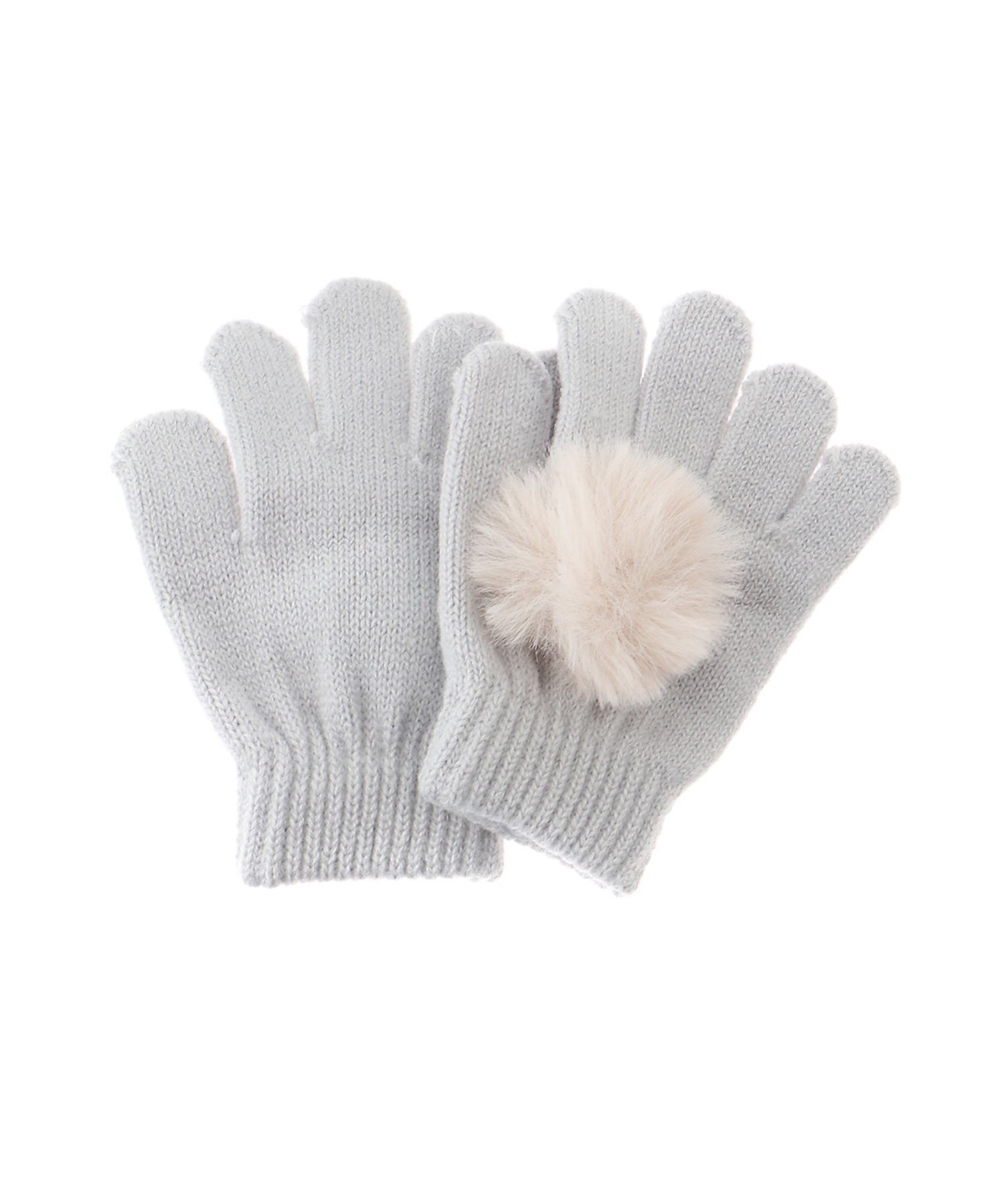 【SALE／38%OFF】petit main ファーポンポン手袋 ナルミヤオンライン ファッション雑貨 手袋 グレー ホワイト ピンクのサムネイル