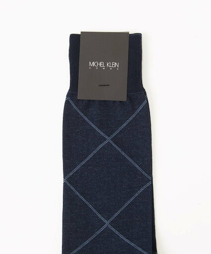 MICHEL KLEIN HOMME ウィンドーペン柄クルーソックス ミッシェルクランオム 福袋・ギフト・その他 その他 ネイビー ブラック