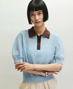 ADAM ET ROPE' FEMME ラミーニットポロシャツ アダムエロペ トップス ポロシャツ ネイビー ブルー ブラック【送料無料】