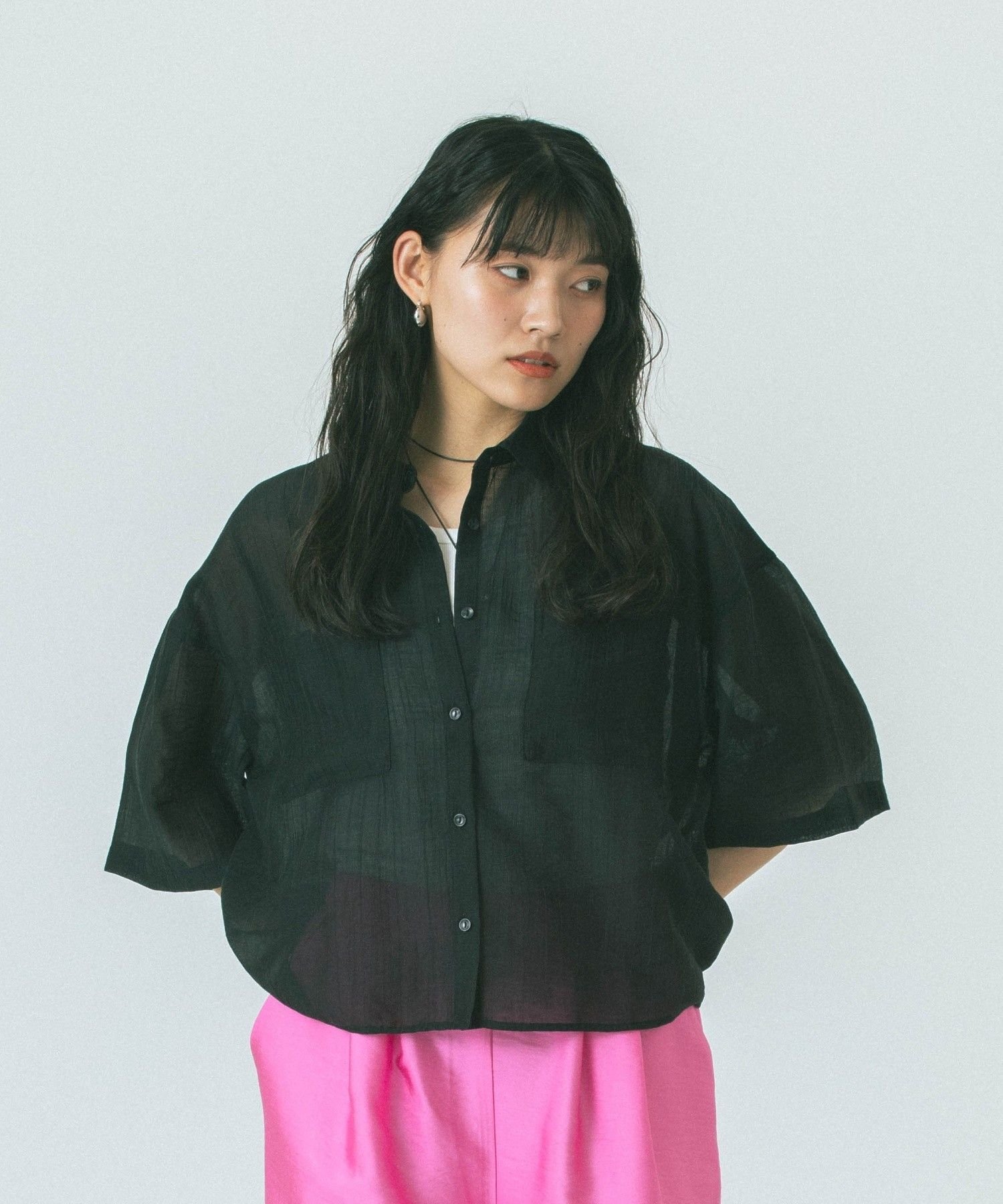 ROSE BUD CROPPED SHIRT ローズバッド トップス シャツ・ブラウス ホワイト ピンク ブラック