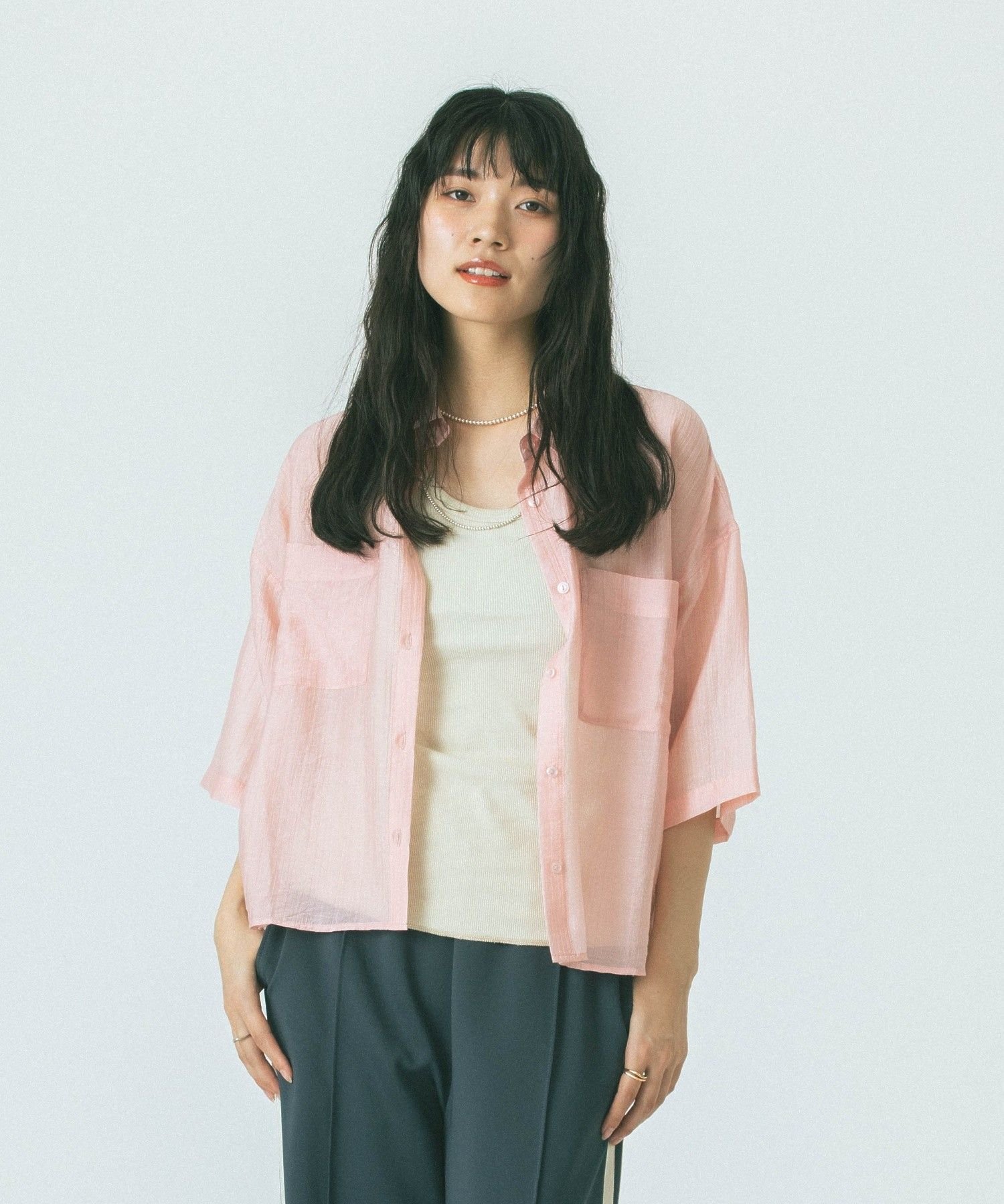 ROSE BUD CROPPED SHIRT ローズバッド トップス シャツ・ブラウス ホワイト ピンク ブラック