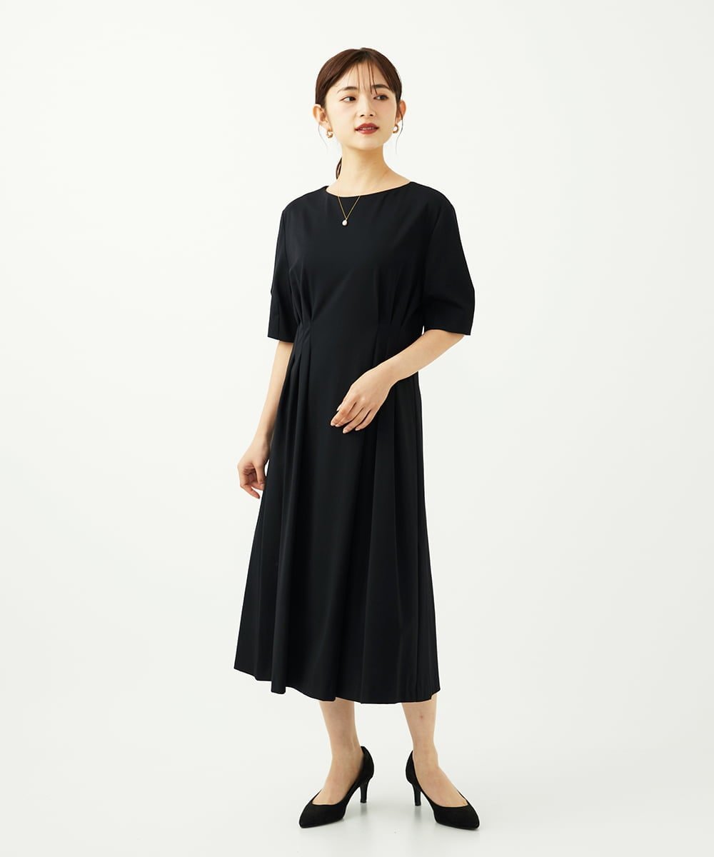 MICHEL KLEIN（小さいサイズ） [小さいサイズ]ストレッチカットワンピース メゾンドゥサンク ワンピース・ドレス ワンピース ブルー ブラック