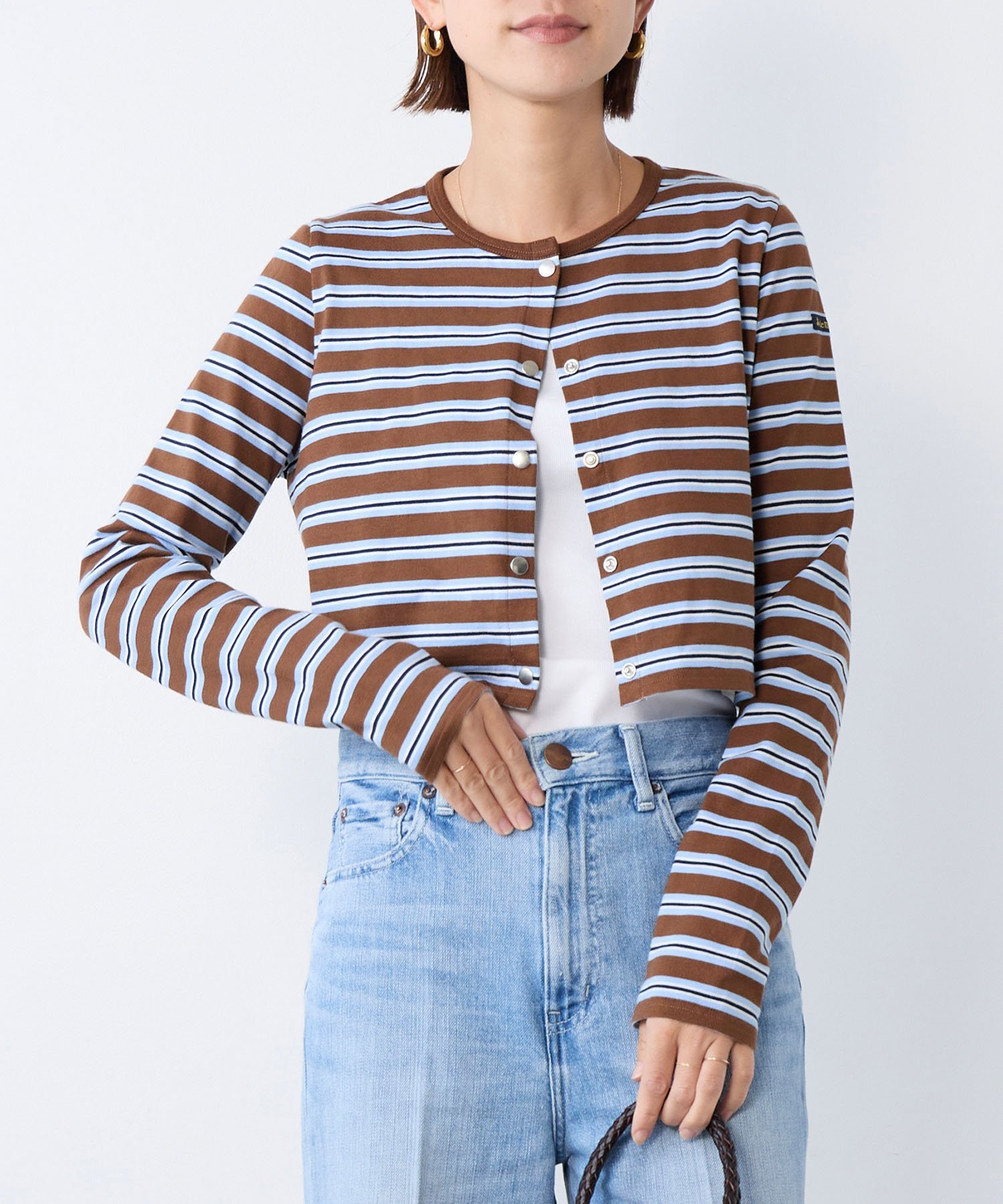 【SALE／40%OFF】Le Minor 【Le minor】ボーダーショートカーディガン-SHORT CARDIGAN マイカアンドディール トップス カーディガン【送料無料】