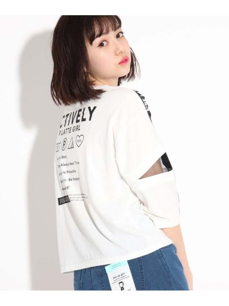 PINK-latte ★ニコラ掲載★7分袖テープトップス ピンク ラテ トップス その他のトップス ホワイト ブラック ブルーのサムネイル