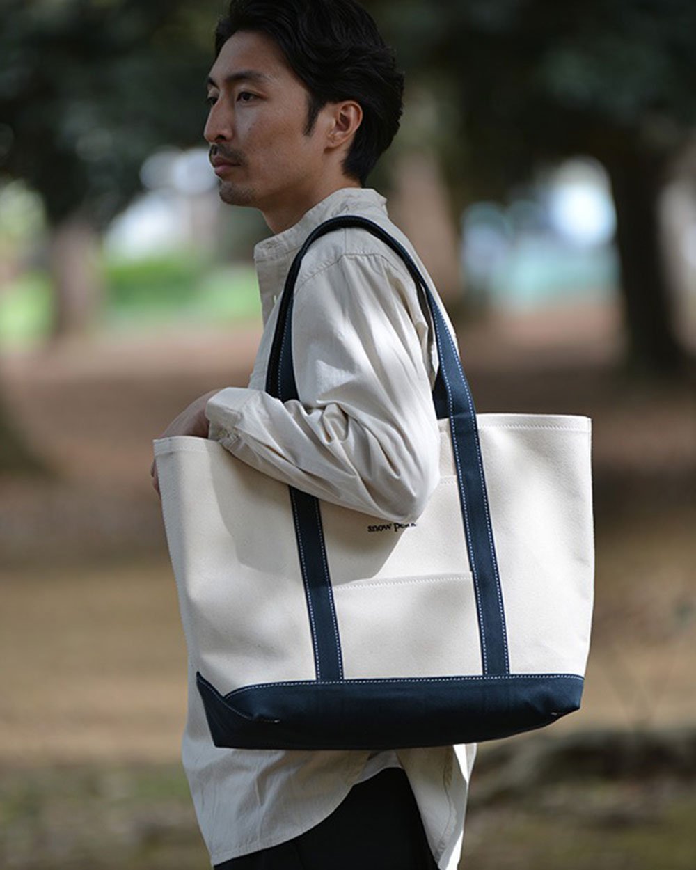 Snow Peak (U)NOASOBI Canvas Tote Bag M One Navy / オンラインストア限定 スノーピーク バッグ トートバッグ ネイビー