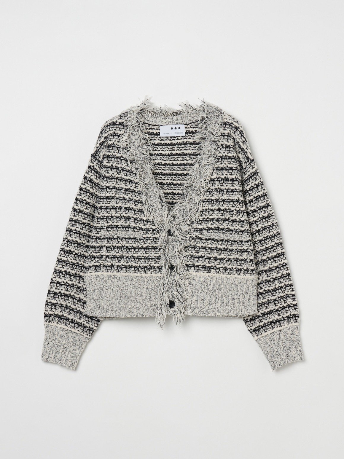 楽天Rakuten Fashionthree dots Tweedy stitch cardigan スリードッツ トップス カーディガン ブラック ベージュ イエロー【送料無料】