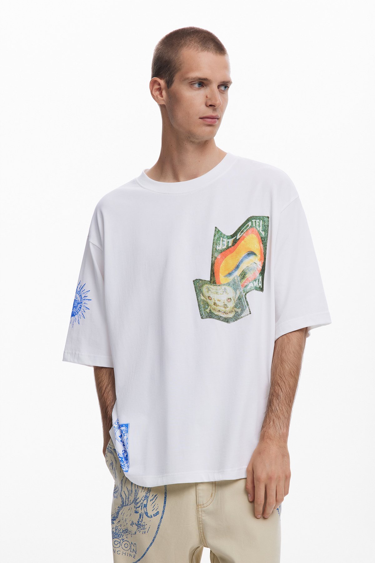 アーティープリントTシャツ デシグアル トップス カットソー・Tシャツ ホワイト