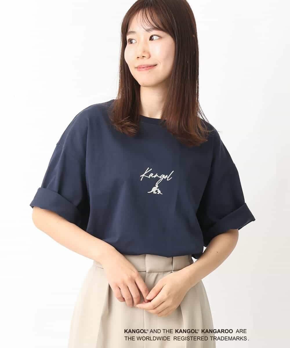 【SALE／39%OFF】a.v.v 【KANGOL】スクエアプリントロングシルエットTシャツ アー・ヴェ・ヴェ トップス カットソー・Tシャツ ホワイト ネイビー【送料無料】