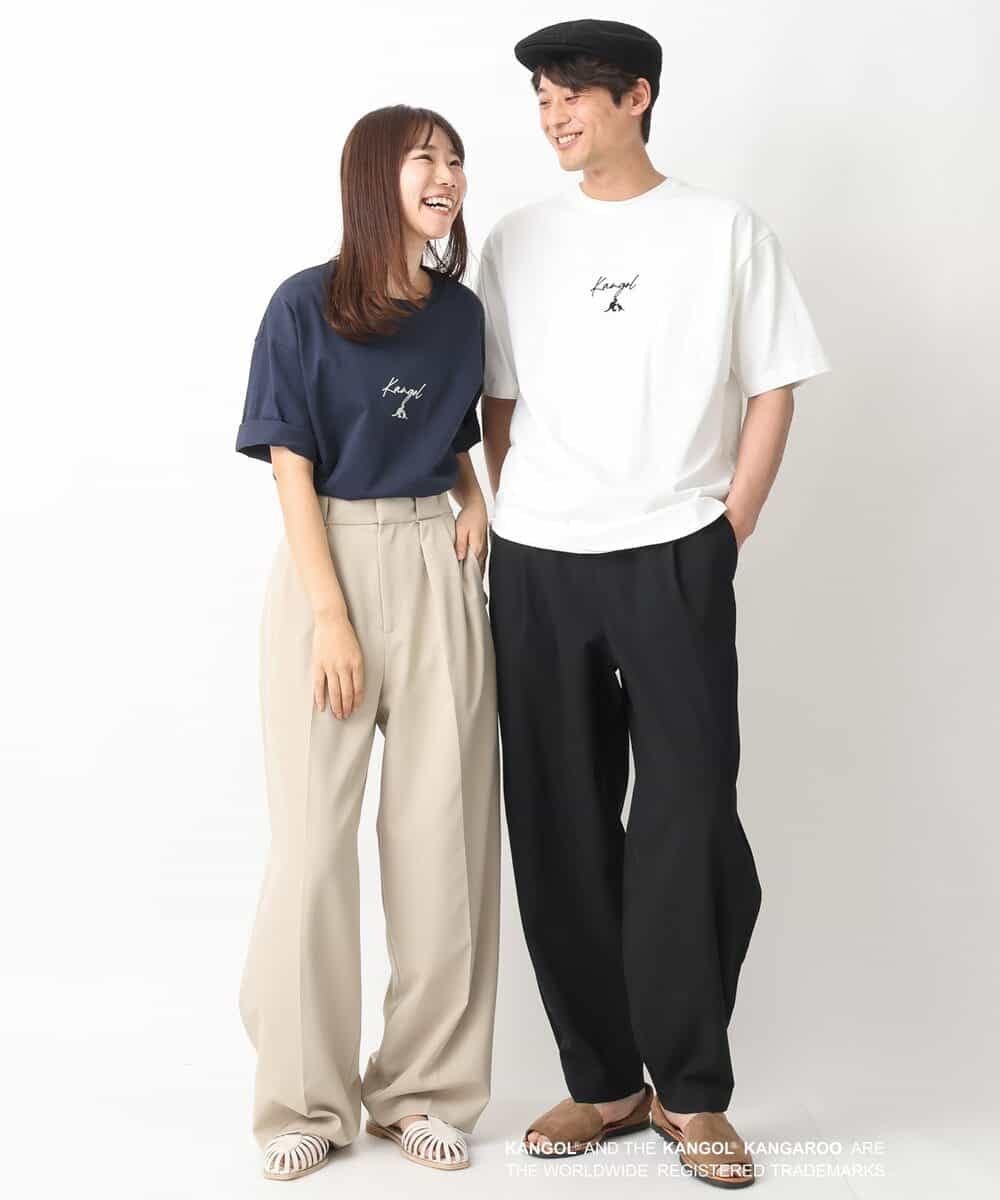 【SALE／39%OFF】a.v.v 【KANGOL】スクエアプリントロングシルエットTシャツ アー・ヴェ・ヴェ トップス カットソー・Tシャツ ホワイト ネイビー【送料無料】