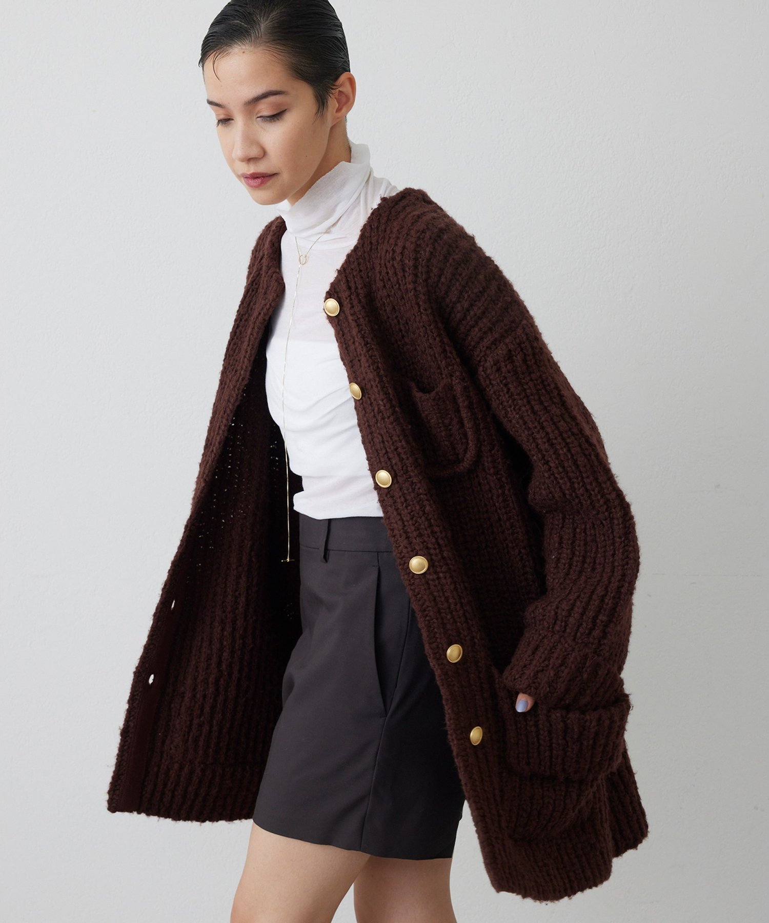 Whim Gazette 【THE PAUSE】ニットボタンジャケット ウィム ガゼット ジャケット・アウター その他のジャケット・アウター ブラック グレー【送料無料】のサムネイル