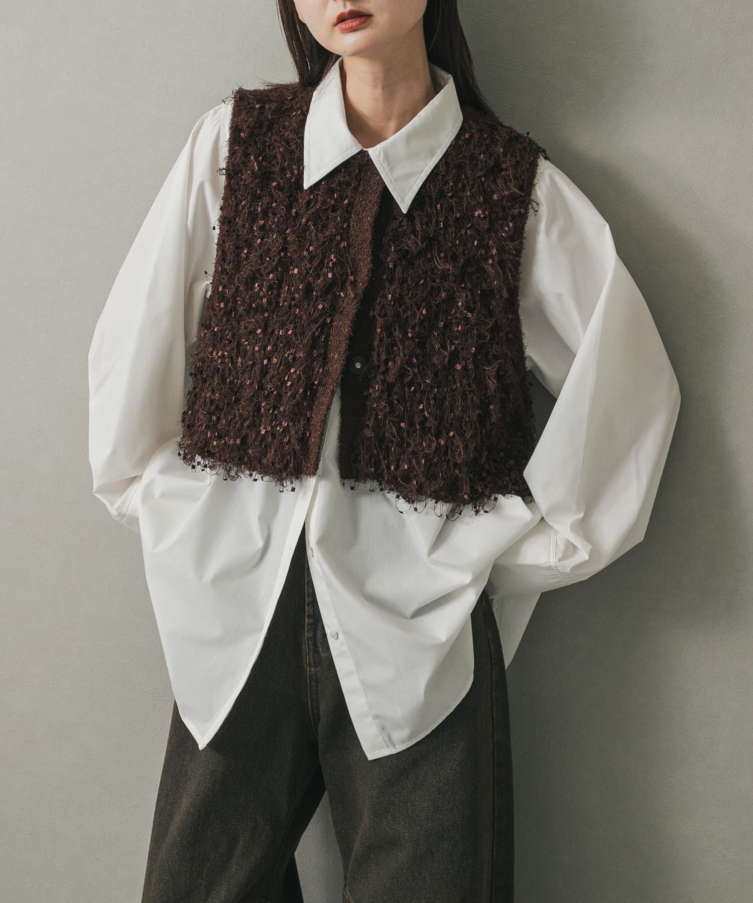 SENSE OF PLACE ブラシヤーンループベスト センス オブ プレイス トップス ベスト・ジレ ホワイト ブラウン ブラック【送料無料】のサムネイル