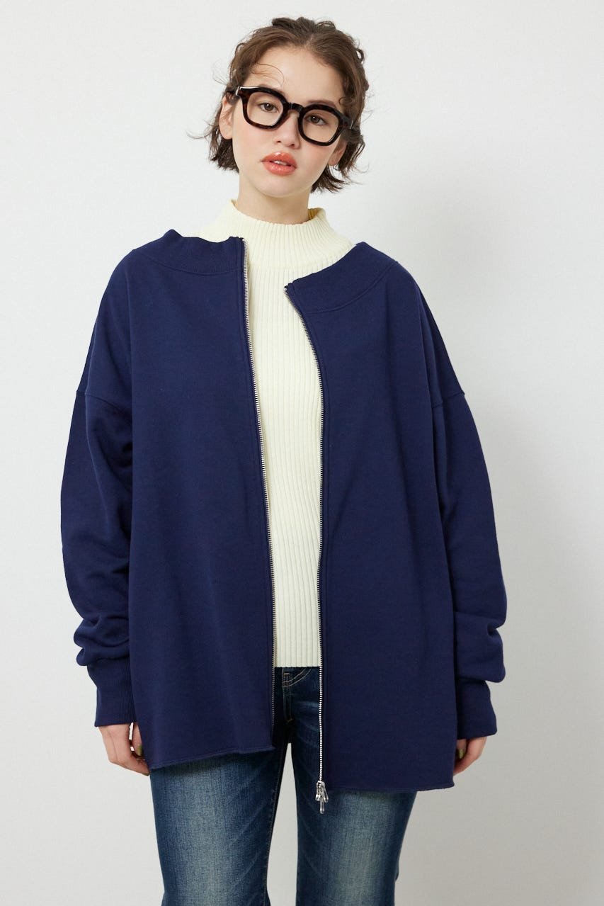 RODEO CROWNS WIDE BOWL 2WAYオフショルダージップトップス ロデオクラウンズワイドボウル トップス カットソー・Tシャツ ネイビー グレー ホワイト