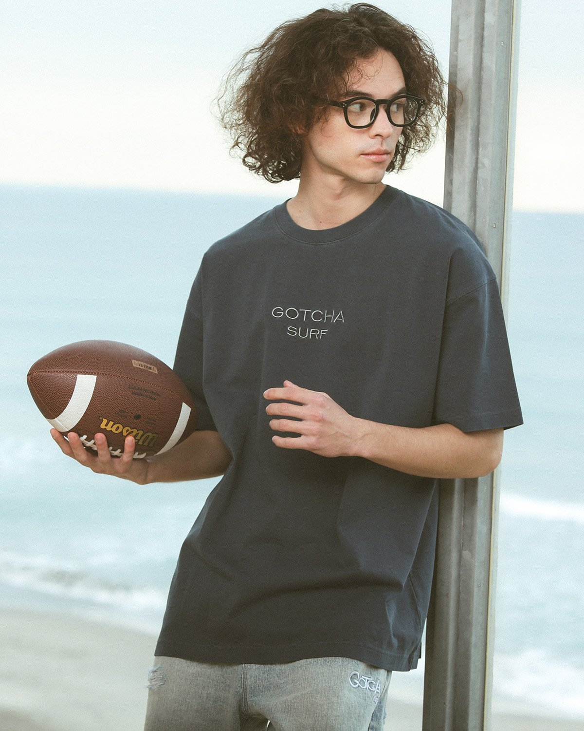GOTCHA GOTCHA (ガッチャ) コアライン ピグメント加工 サーフ クルー T ガッチャ トップス カットソー・Tシャツ ブルー オレンジ【送料無料】