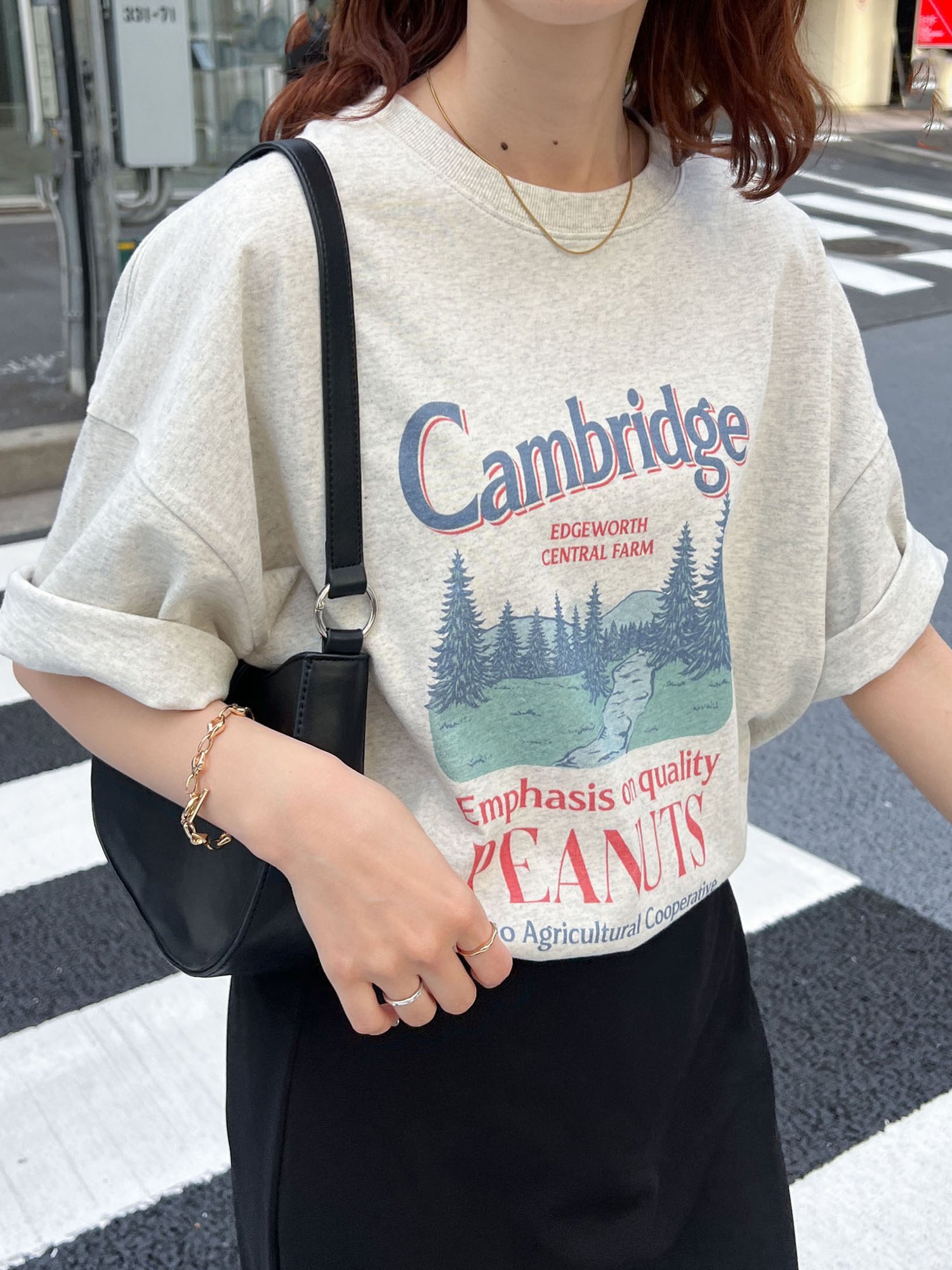 【SALE／10 OFF】Discoat 【HITアイテム】CamBridgeスーベニアビッグTシャツ≪ユニセックス≫ ディスコート トップス カットソー Tシャツ ベージュ ホワイト ブラウン