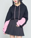 WEGO LADY'S バイカラークロップドパーカー ウィゴー ファッション雑貨 その他のファッション雑貨 ピンク ブラック【送料無料】