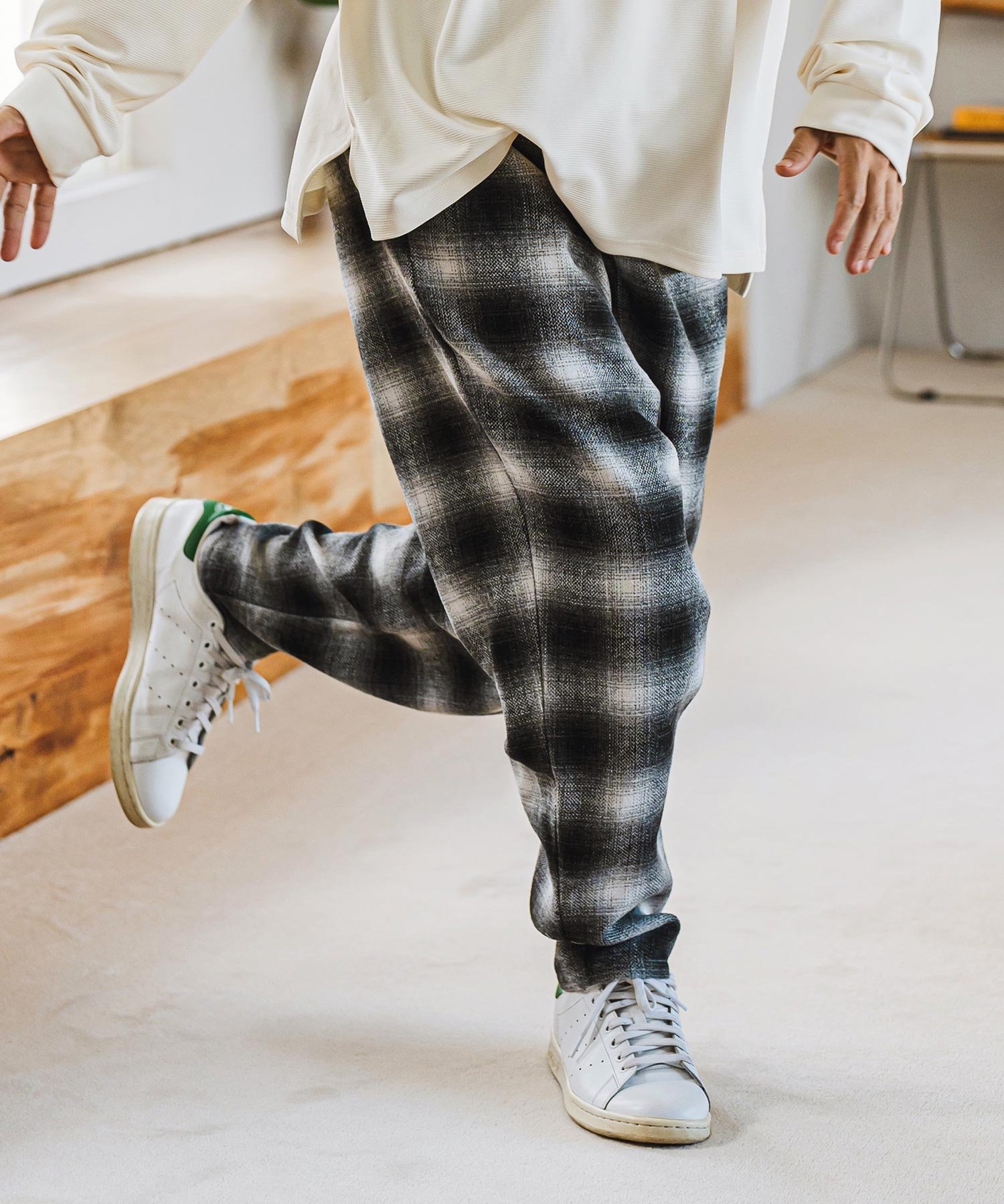 CAMBIO mp12817- Ombre Check Balloon Pants バルーンパンツ カンビオ パンツ その他のパンツ ブラック グリーン ブラウン【送料無料】