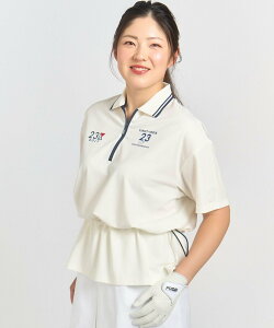 23区GOLF 【辻梨恵プロ着用】ウェストドローコードポロ ストレッチ UVケア スムース素材 ニジュウサンクゴルフ トップス カットソー・Tシャツ ブラック ホワイト ベージュ【送料無料】