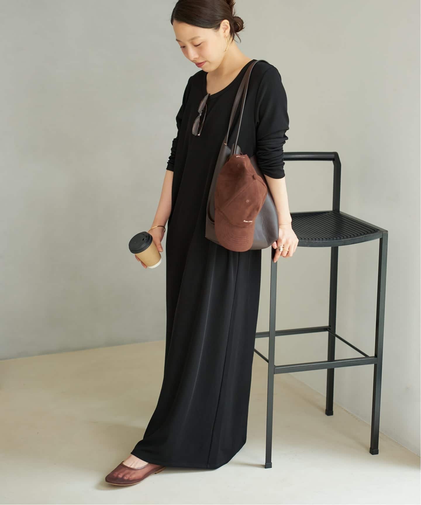 plage 《追加予約》Rib ロングスリーブ ワンピース 2 プラージュ ワンピース・ドレス ワンピース ブラック ネイビー【送料無料】