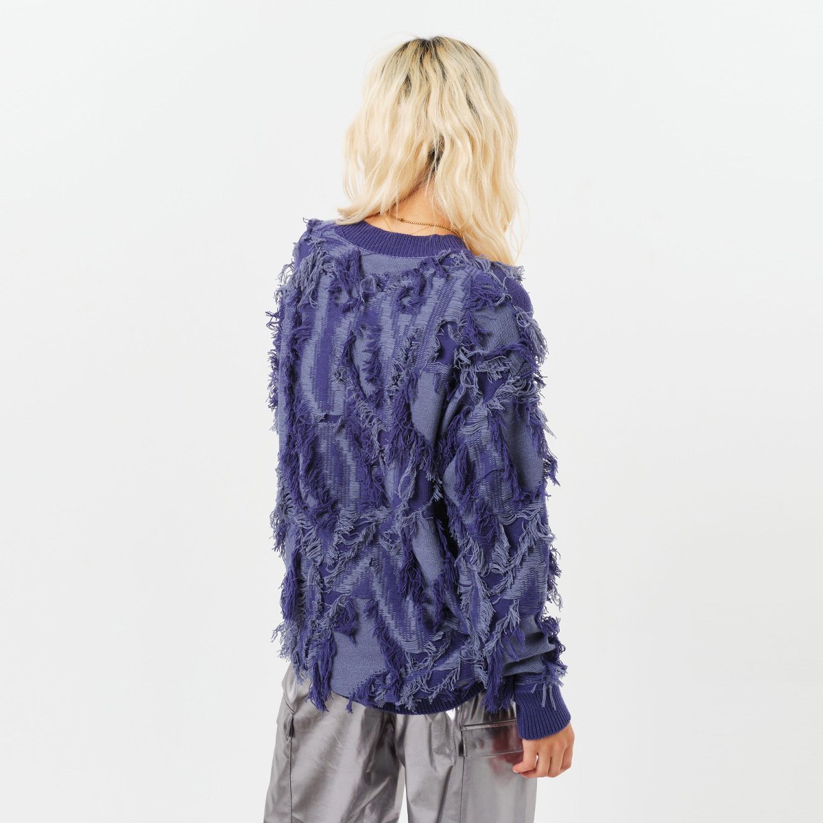 atmos pink atmos pink Heart Logo Fringe Knit Top BLUE アトモス トップス ニット ブルー
