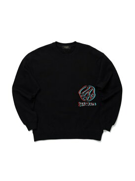 24karats 24karats/(M)Distorted Logo Crew Sweat バーチカルガレージ カットソー スウェット ブラック オレンジ【送料無料】