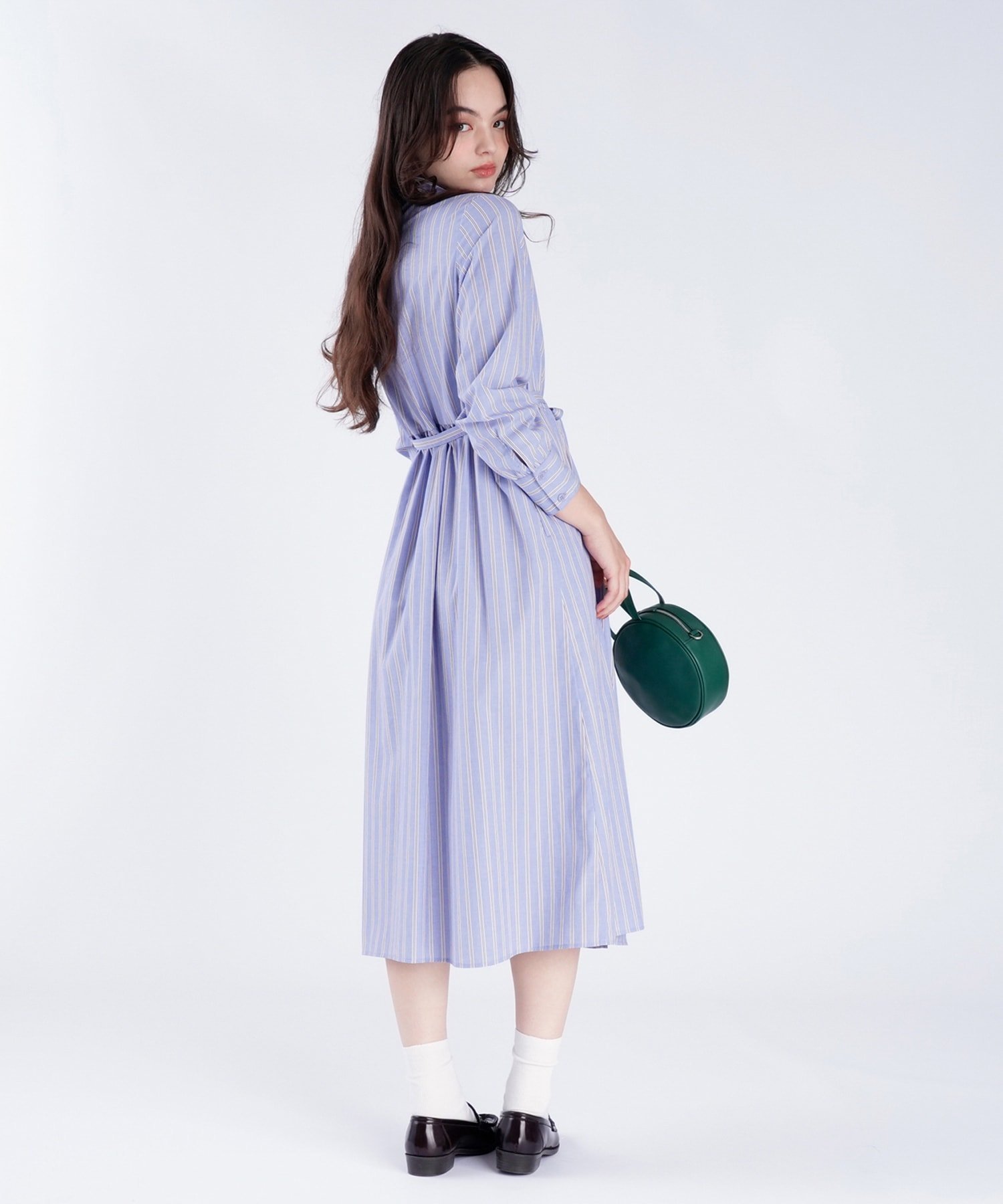 To b. by agnes b. ストライプ コットン シャツワンピース アニエスベー ワンピース・ドレス シャツワンピース ブルー【送料無料】