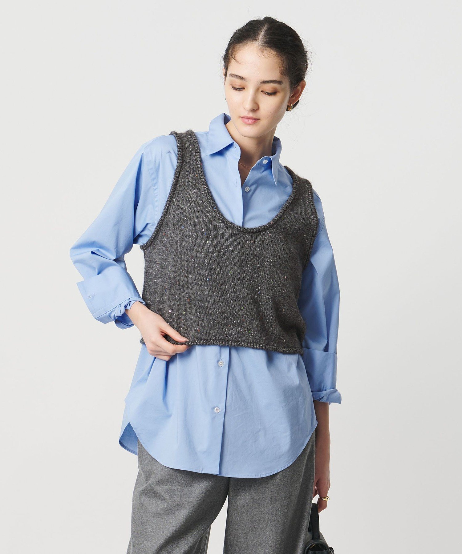 UNITED ARROWS フラワー スパンコール ベスト ユナイテッドアローズ トップス ベスト・ジレ ピンク グ..