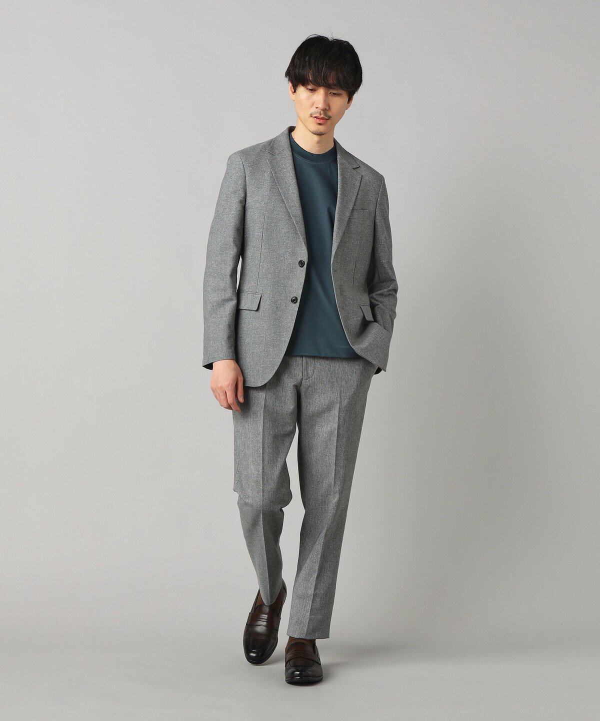 COMME CA MEN 【セットアップ対応】杢カラミ織ドビー シングルテーラードジャケット コムサメン ジャケット・アウター テーラードジャケット・ブレザー グレー ネイビー【送料無料】