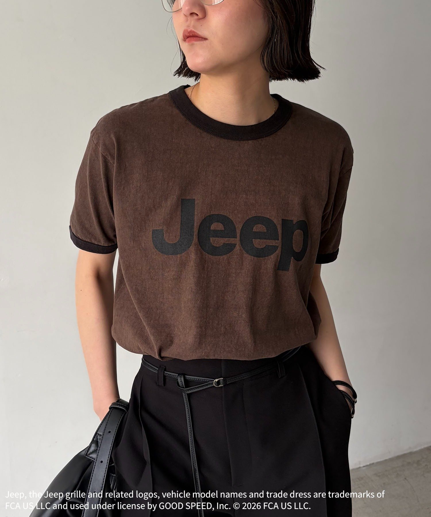 ＜GOOD ROCK SPEED＞JEEPリンガーTシャツ カプリシュ レマージュ トップス カットソー・Tシャツ ブラウン