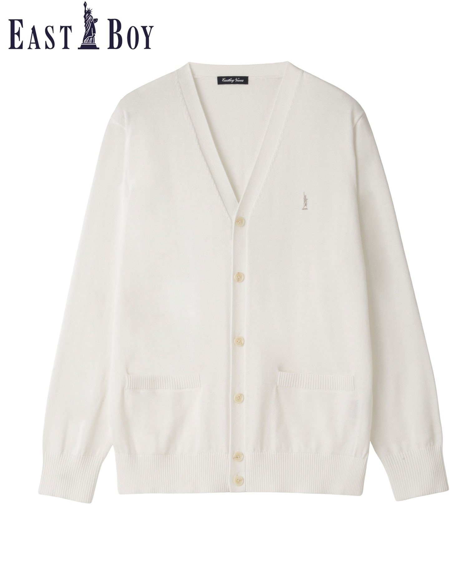 EASTBOY Venus カーディガン COOLMAX ニット ハイゲージ 薄手 通学 制服 中学生 高校生 スクール イーストボーイ トップス カーディガン ホワイト ネイビー【送料無料】